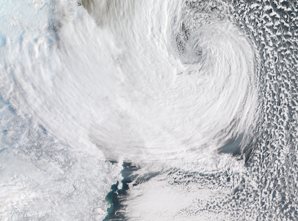 satellite image of an intense Bering Sea storm, November 2014