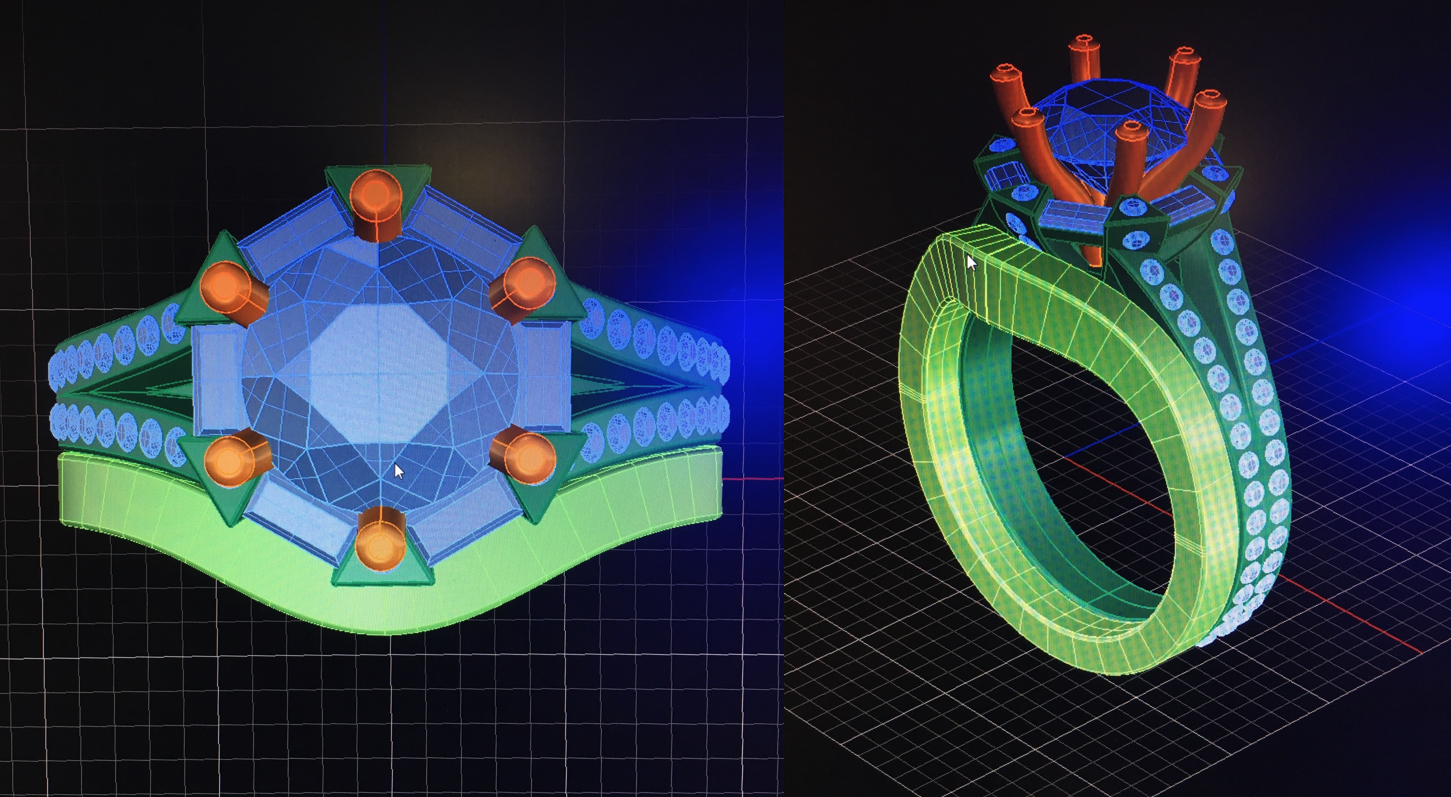 3D CAD model of Sarah's engagement ring