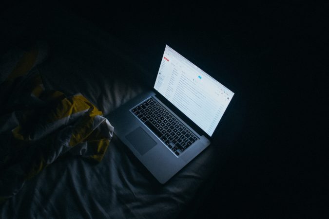 A laptop in the dark