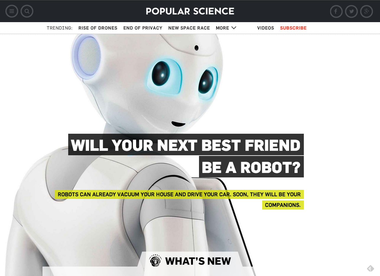 screenshot of PopSci.com homepage