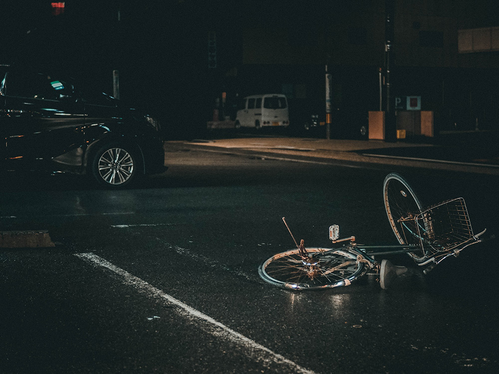 crashed bicycle