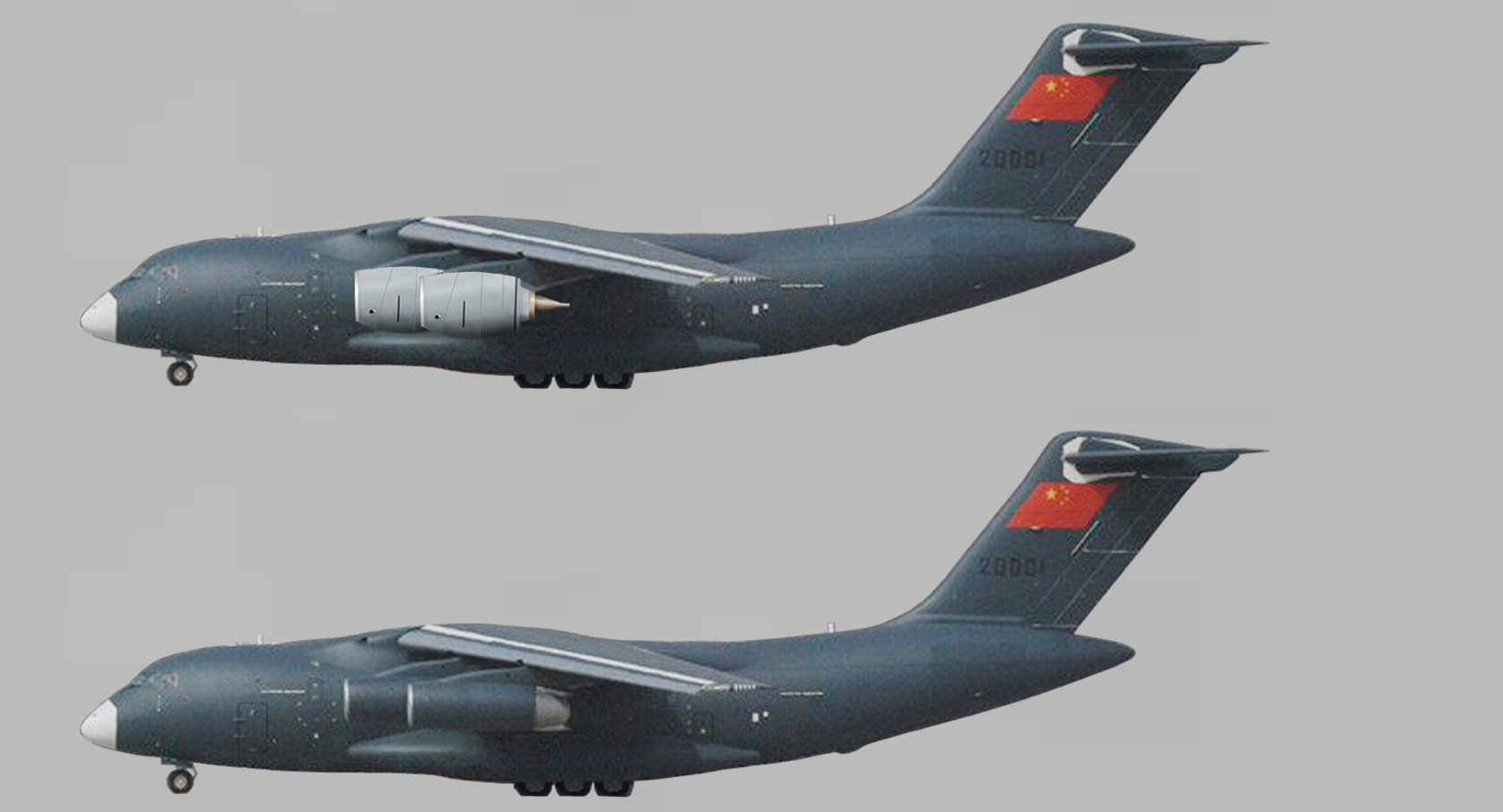 Two Y-20 China transport aircrafts in flight