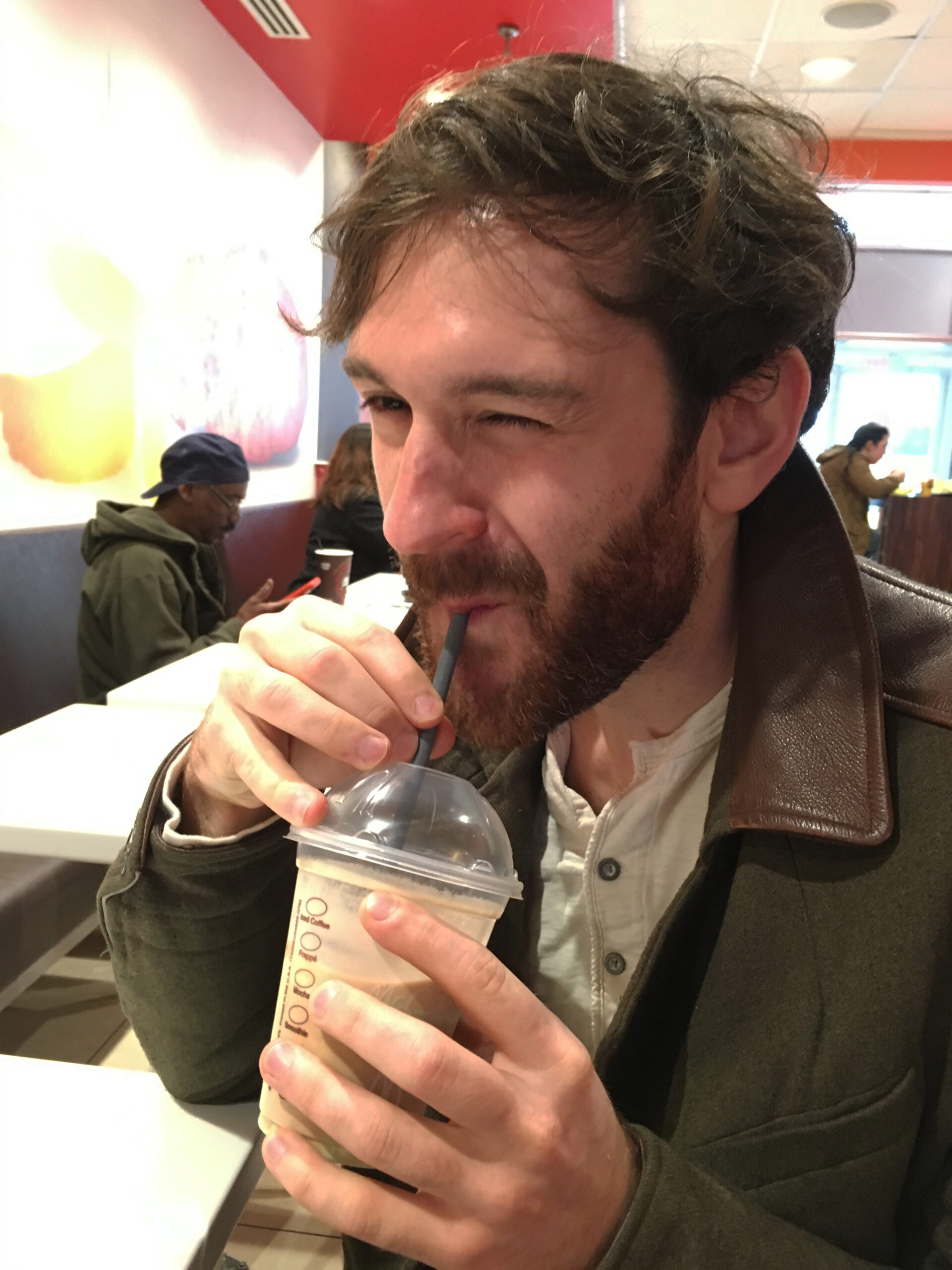 billy drinking milkshake