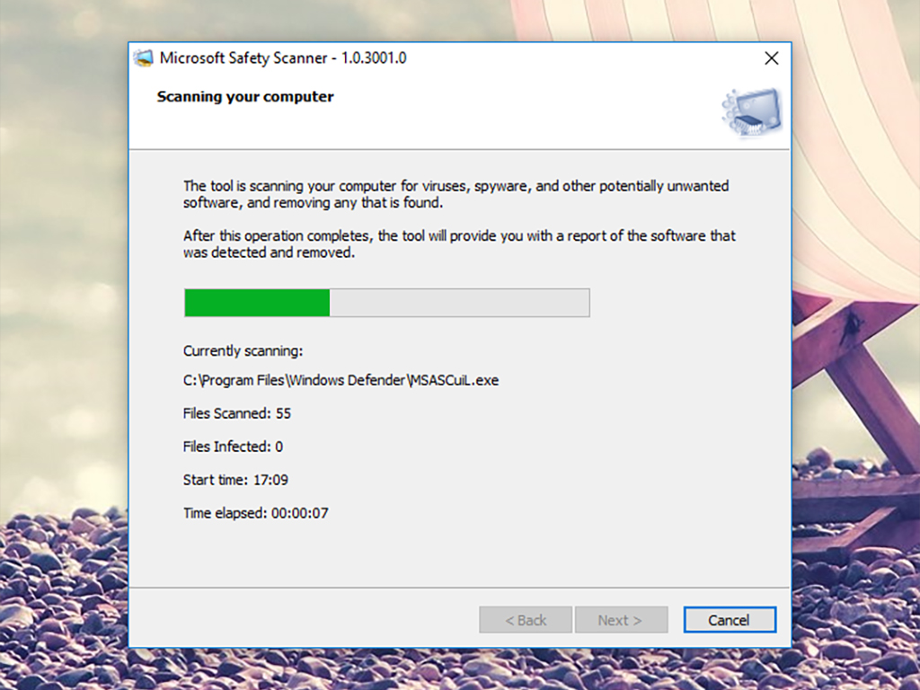 Microsoft Safety Scanner, an antivirus program that will help you remove malware.