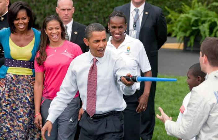 Obama with a lightsaber