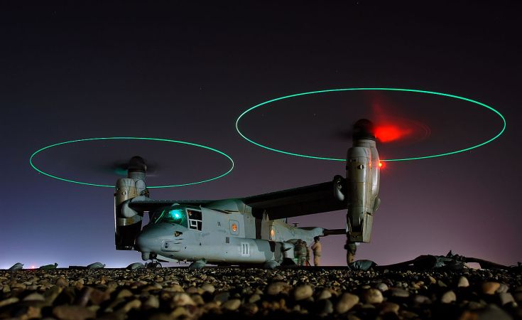 Marine V-22 Osprey Shoots Kamikaze Drones Out Its Backside