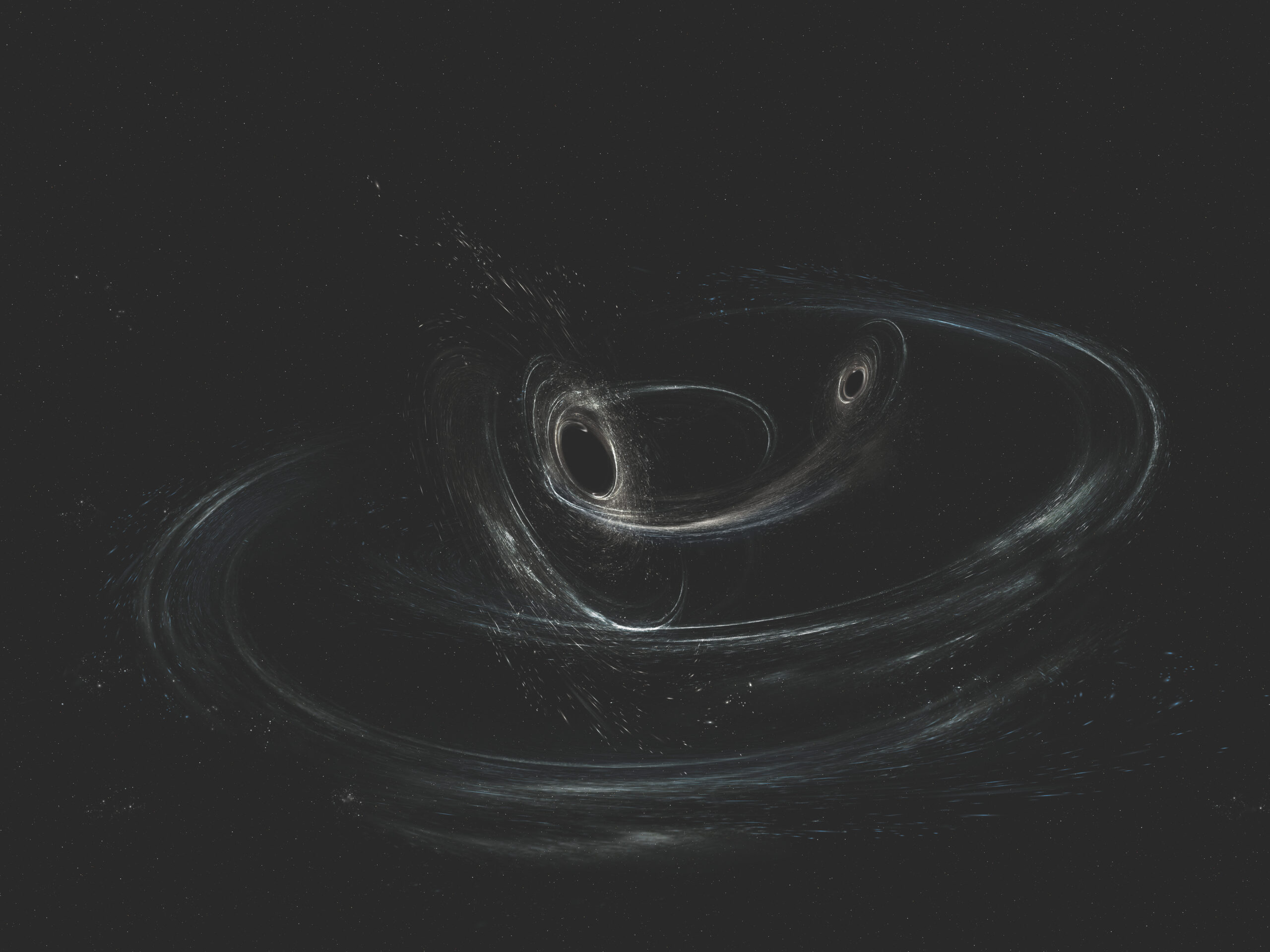 two black holes orbiting each other