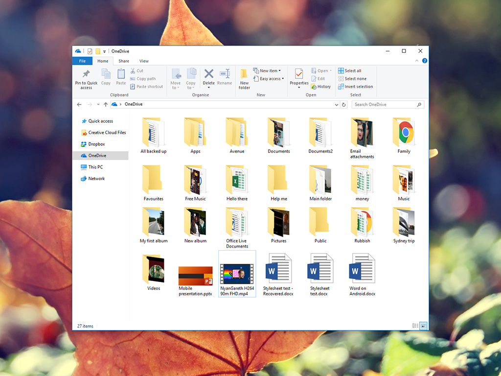 A Microsoft OneDrive folder open on a Windows computer, showing backup files in cloud storage.