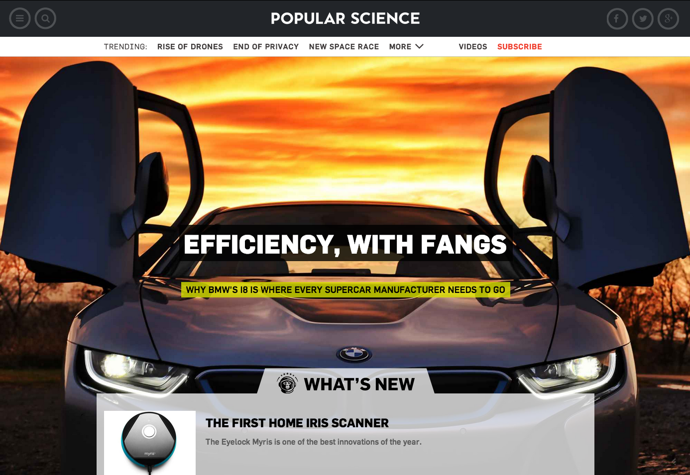 screenshot of PopSci.com homepage