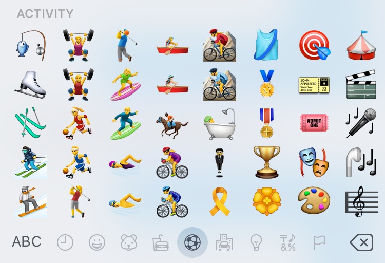The emoji gender equality is especially noticeable in activities