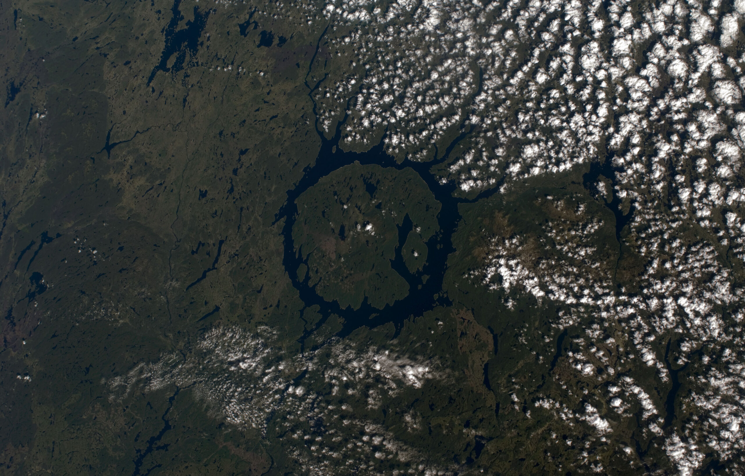 Manicouagan crater, as photographed by a member of the International Space Station Expedition 17.