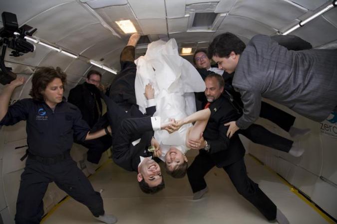 Noah Fulmor and Erin Finnegan tie the knot aboard the Vomit Comet