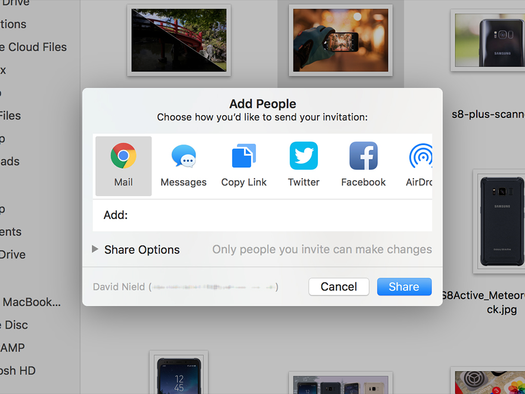 The file sharing interface on iCloud.