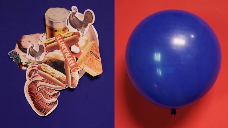 A stomach full of food, a balloon