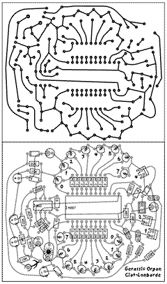 Two paper printed circuit board patterns.