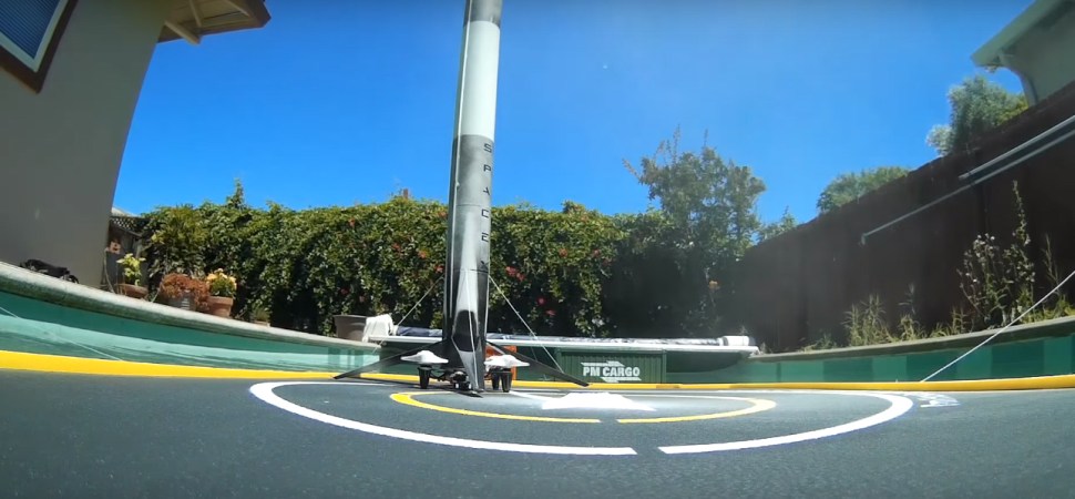 Tiny Falcon 9 Rocket Lands Successfully In Backyard Pool