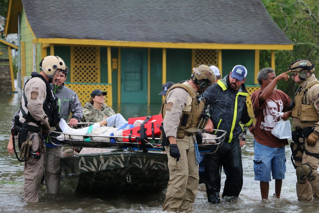 rescue workers in flood