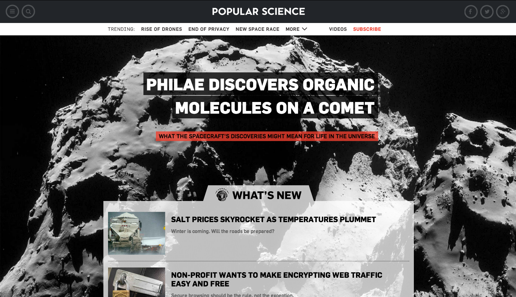 screenshot of PopSci.com homepage