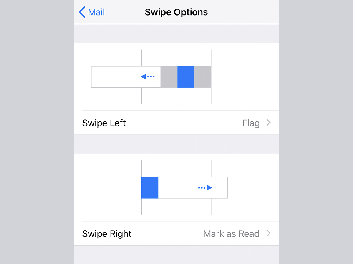 The swipe options in the iOS Mail app.