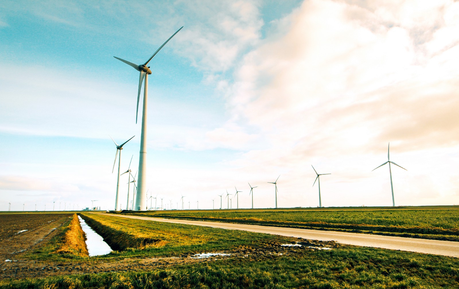 Wind turbines.