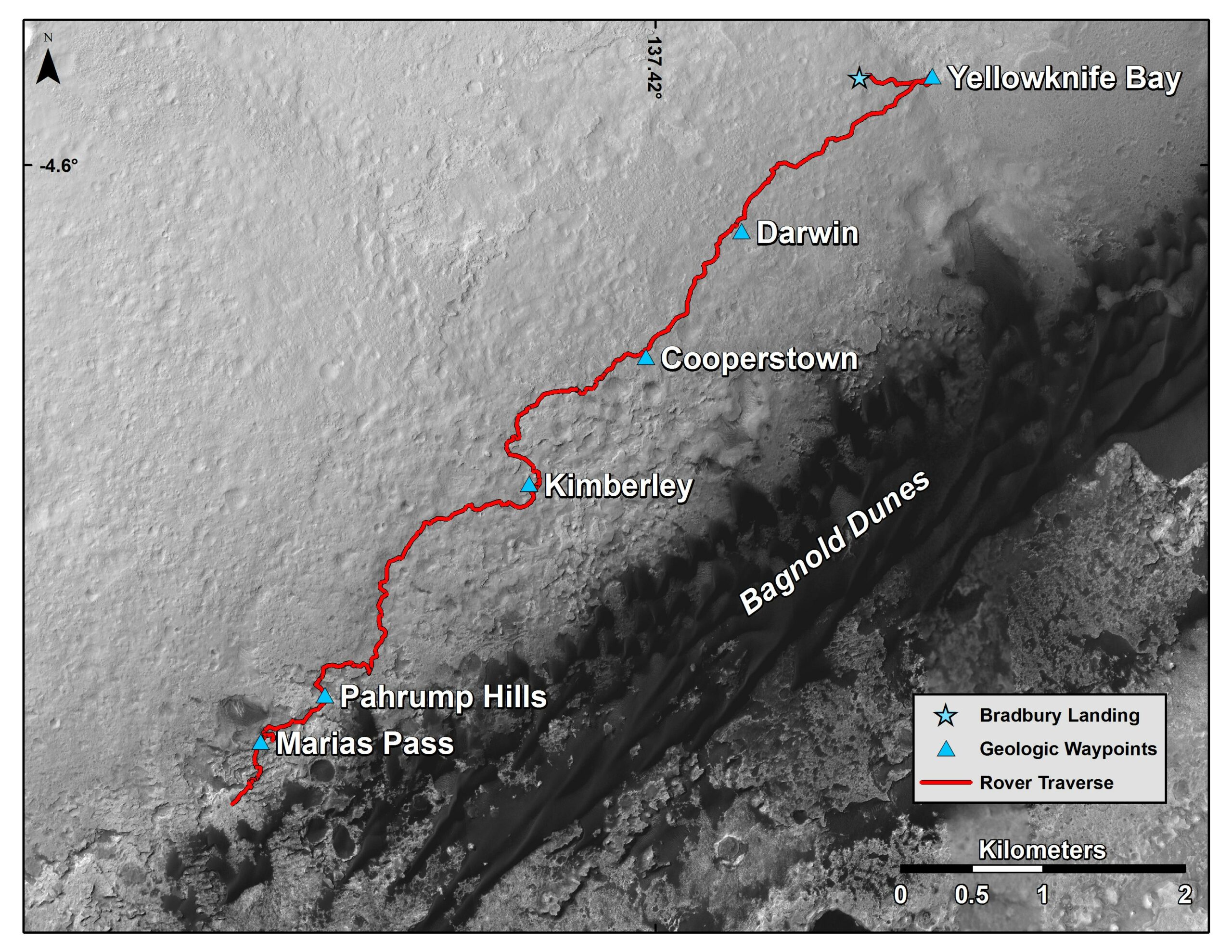 Map of Mars Curiosity Rover location on November 17, 2015