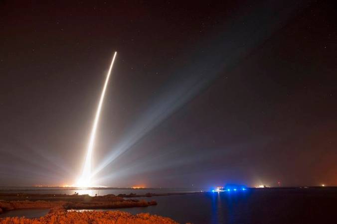 rocket launch at night 