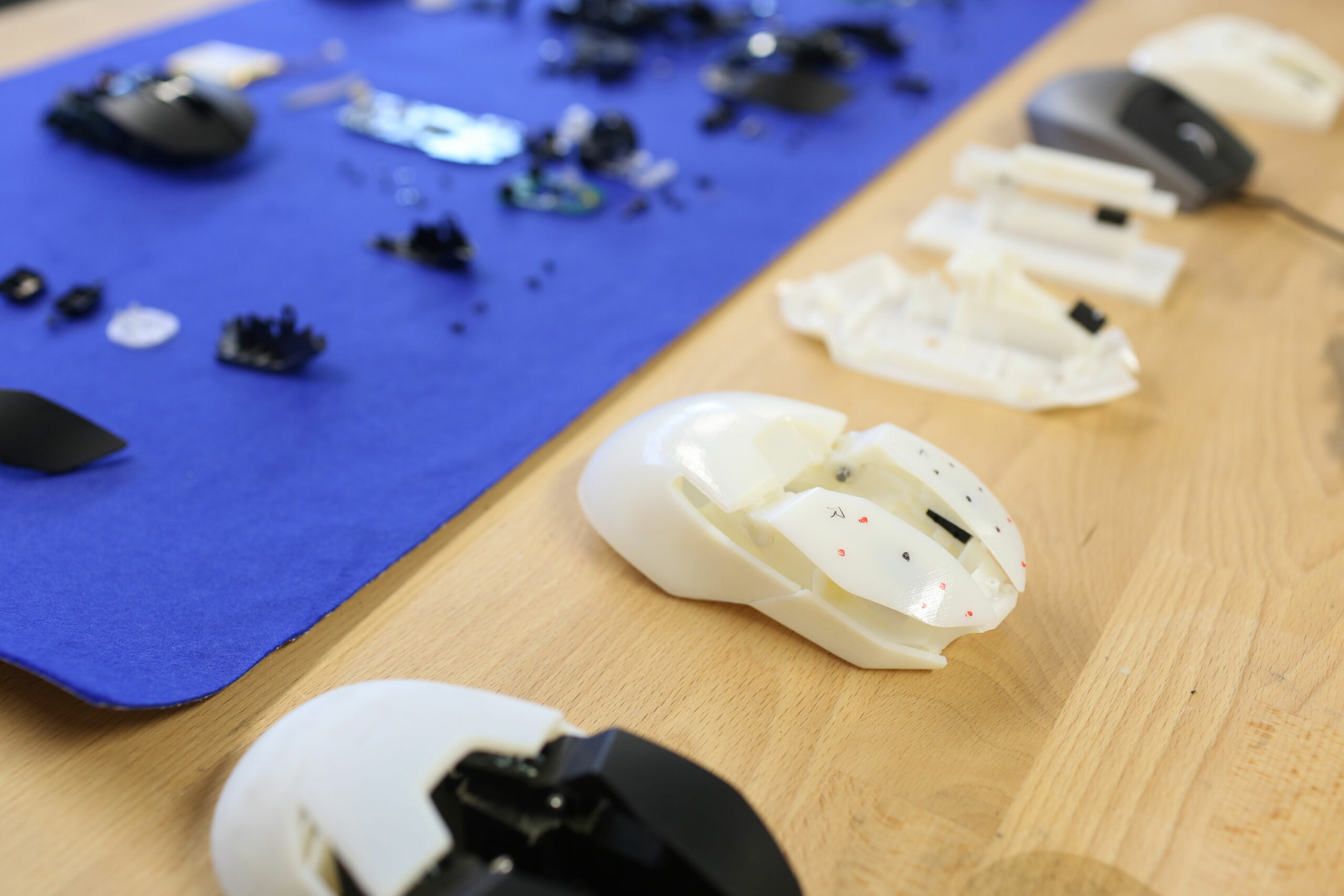Mouse prototypes on a table