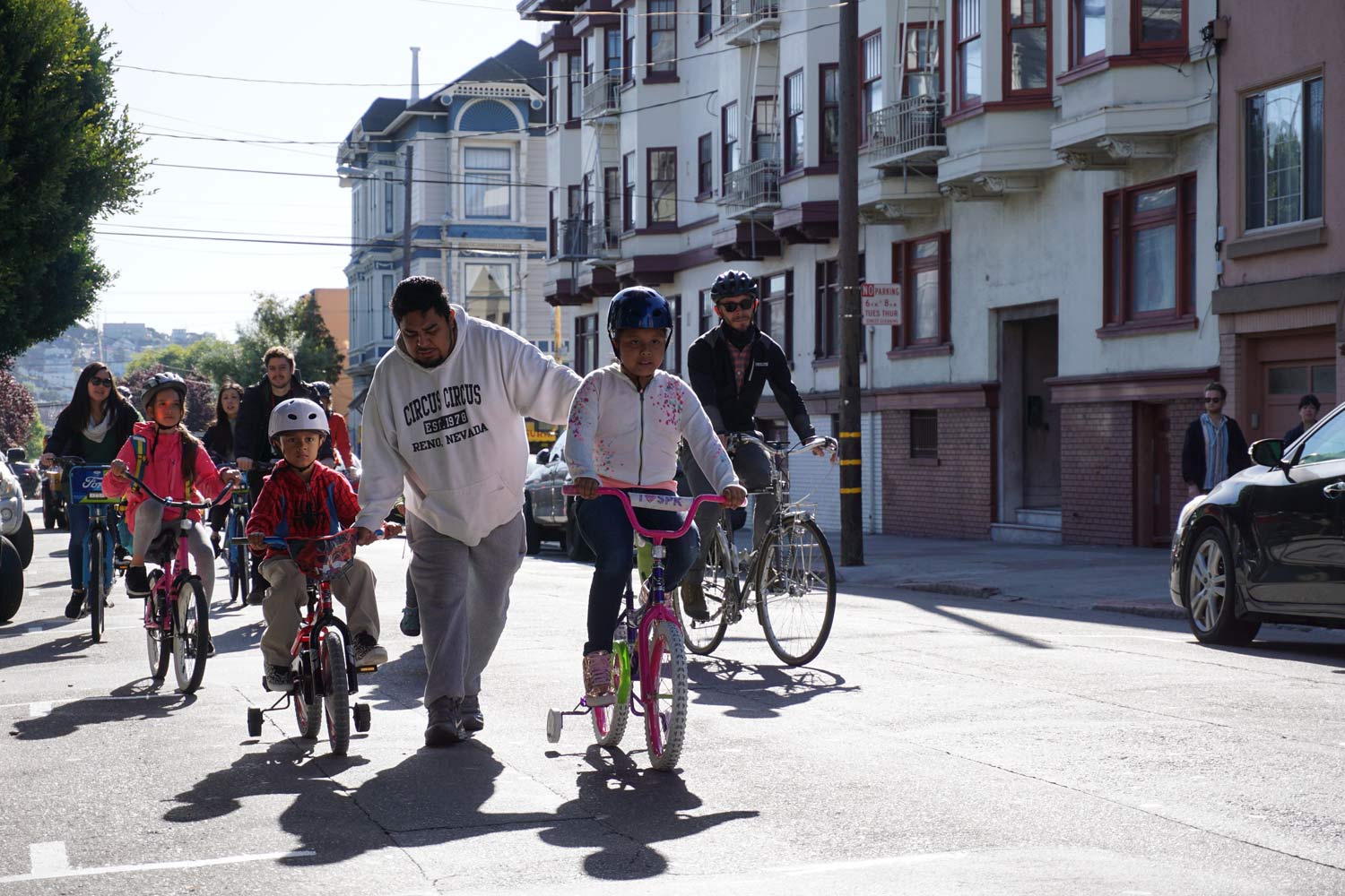 Students bike to school in San Francisco