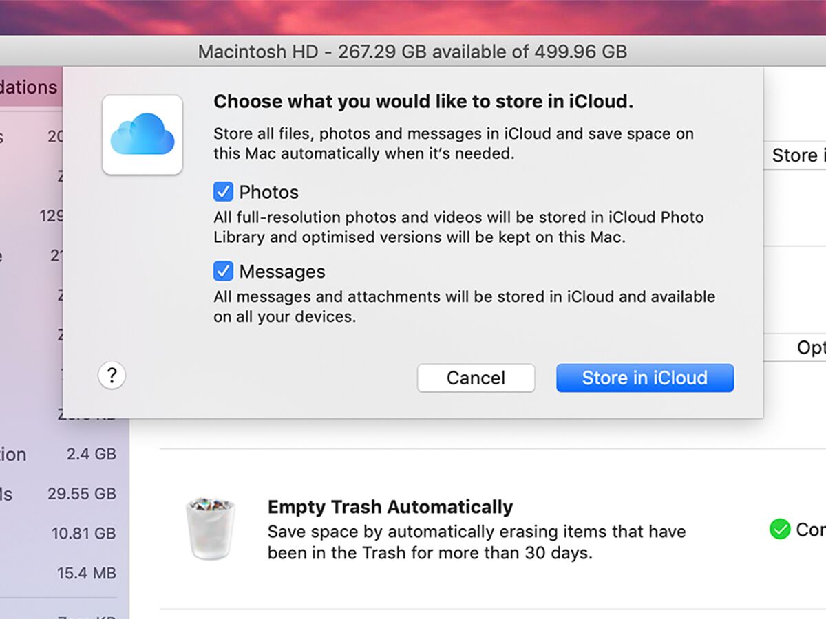 Icloud нет места