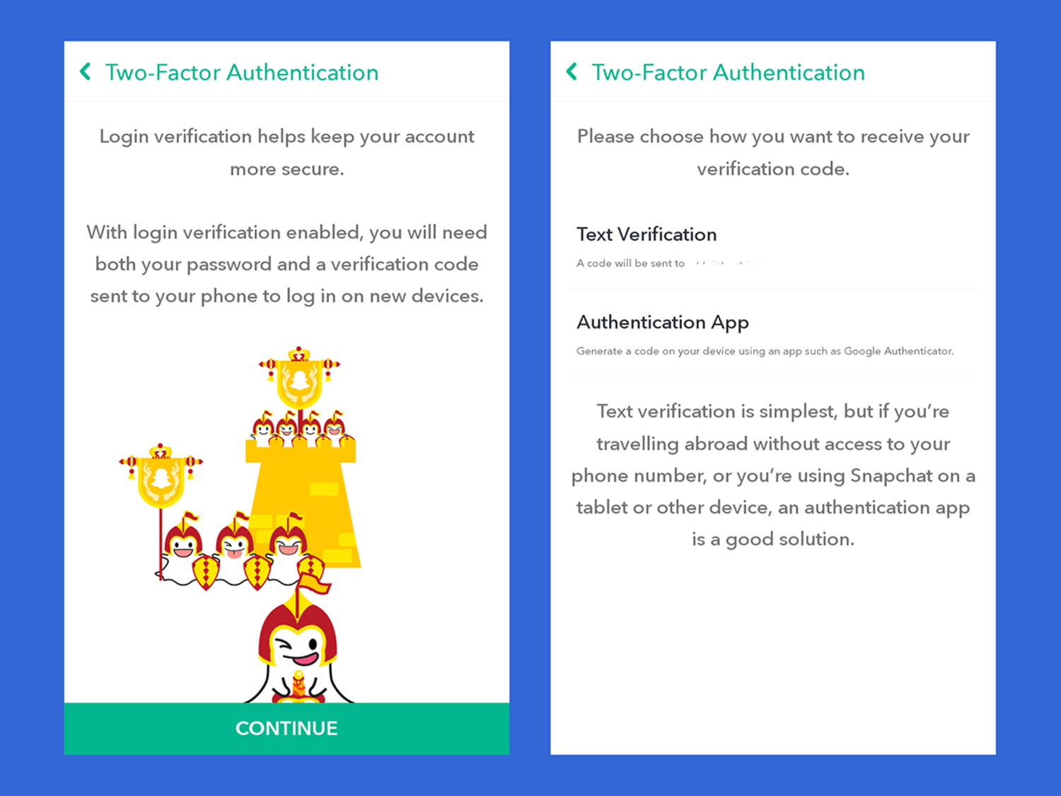 Two Factor Authentication on Snapchat