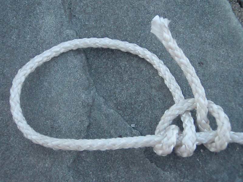 taut line hitch knot with white cord