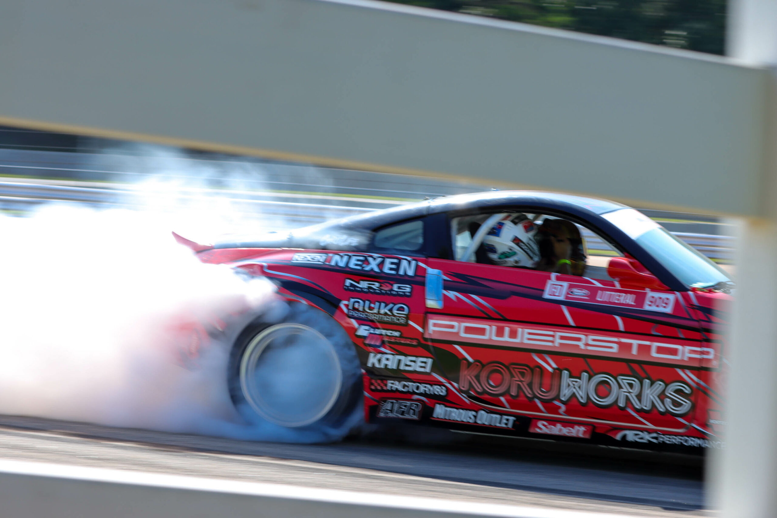 Racecar drifting on track