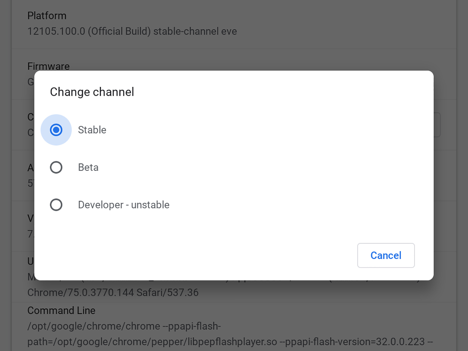 chromebook Settings screenshot