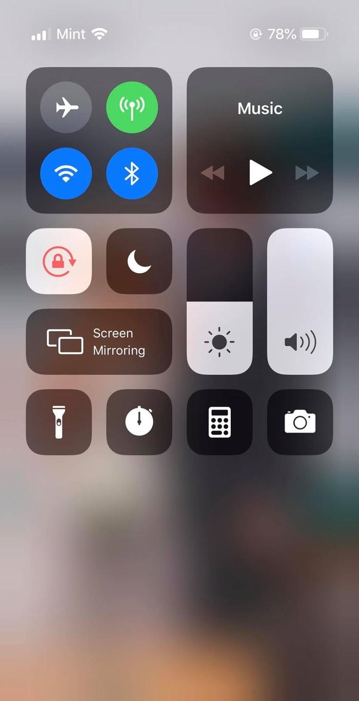 iphone control center screenshot