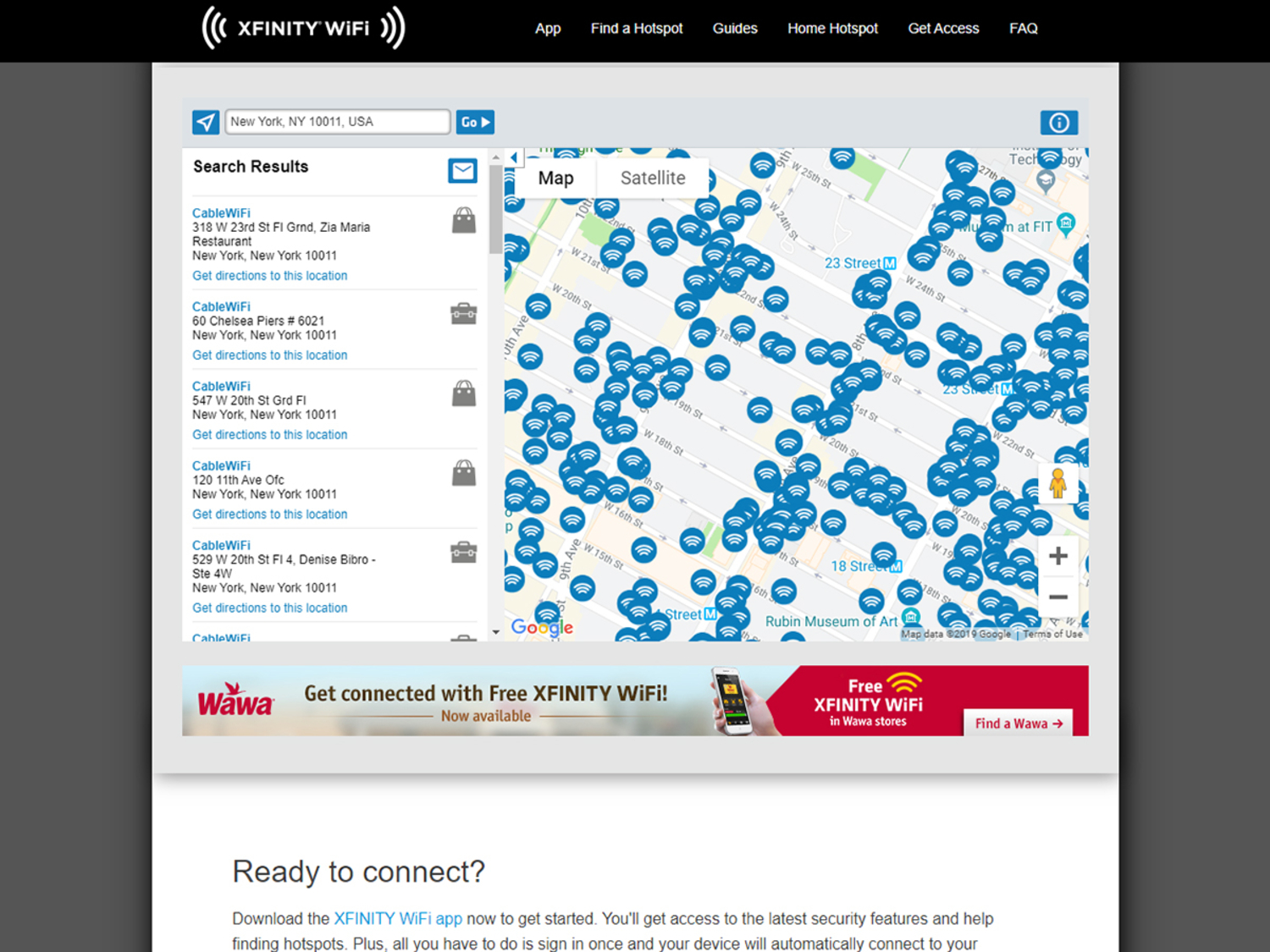 The Xfinity Cable WiFi tool's interface.