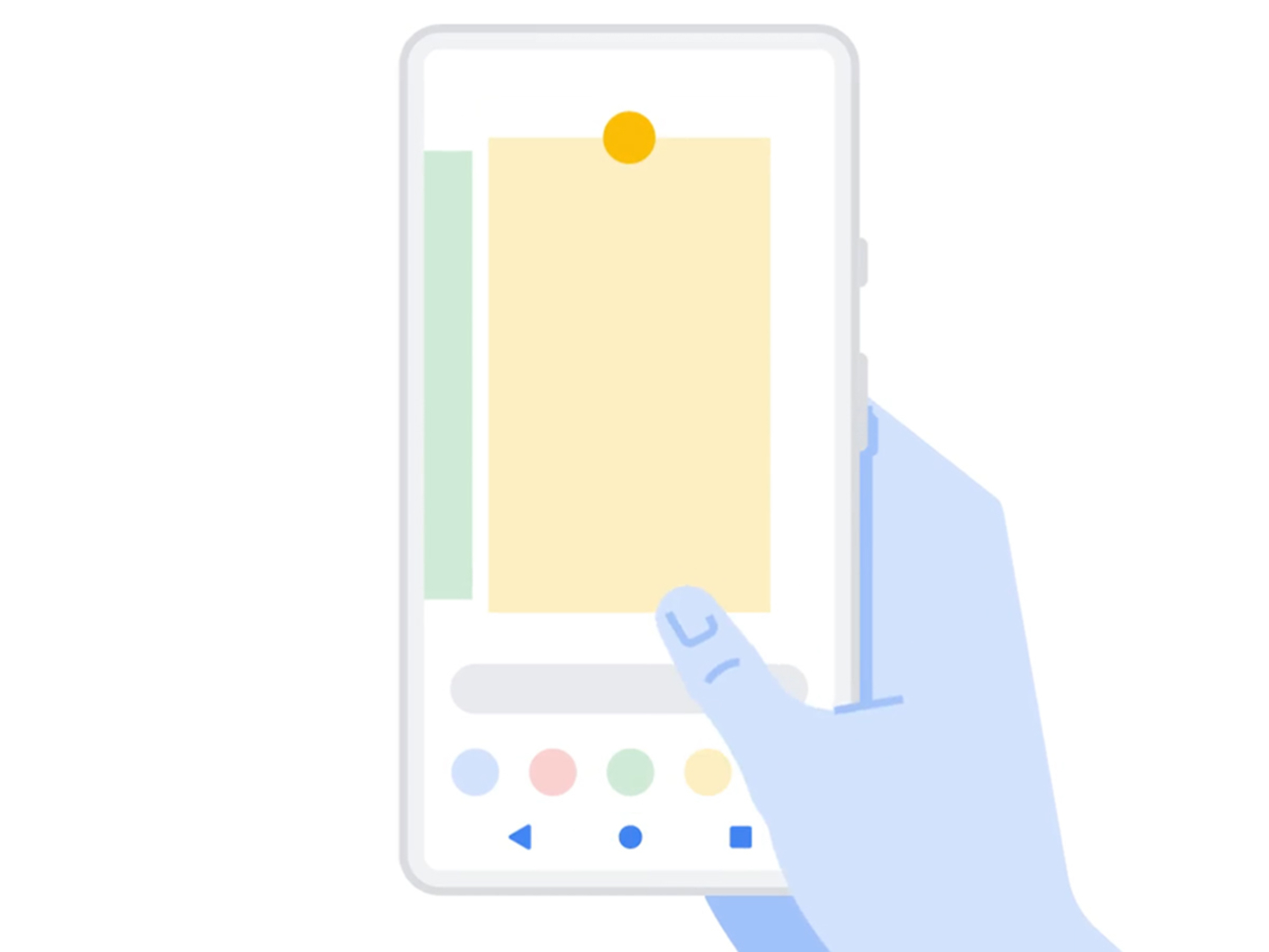 diagram of hand navigating android phone with three buttons