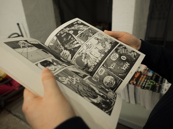 graphic novel in hands