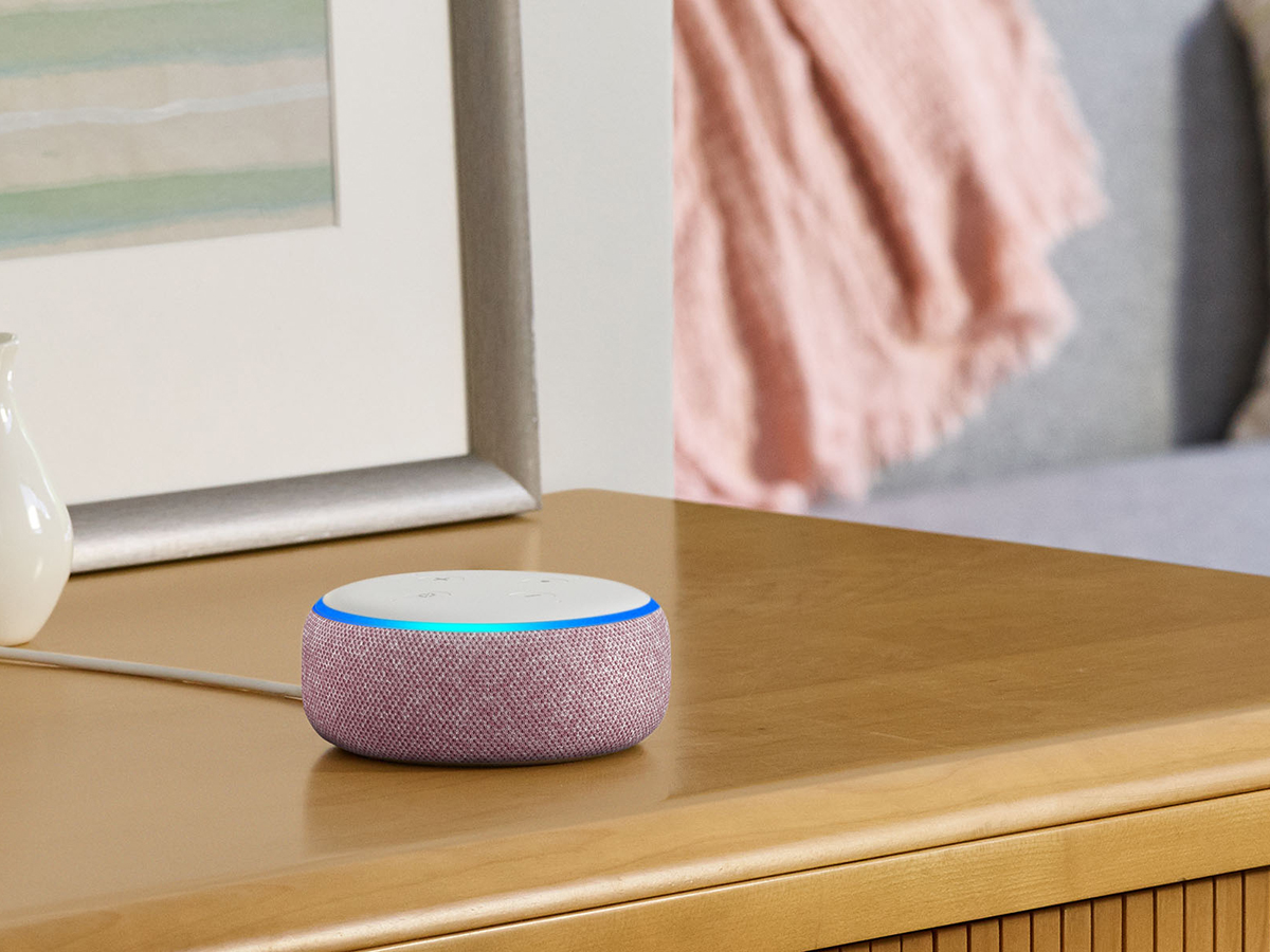 Amazon echo on a nightstand