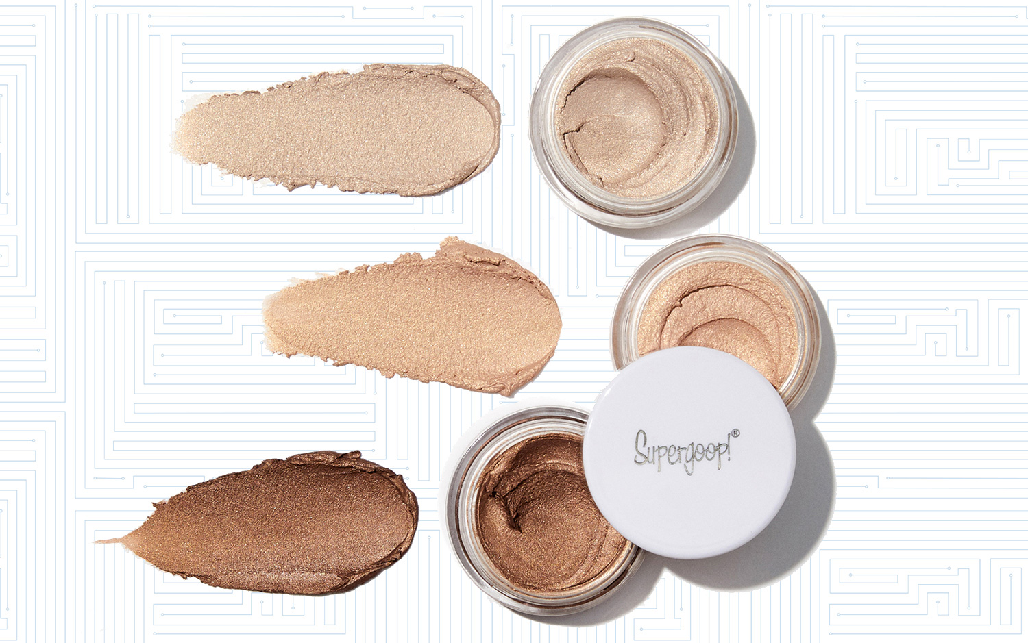 three Shimmershade Cream Eyeshadows SPF 30 by Supergoop