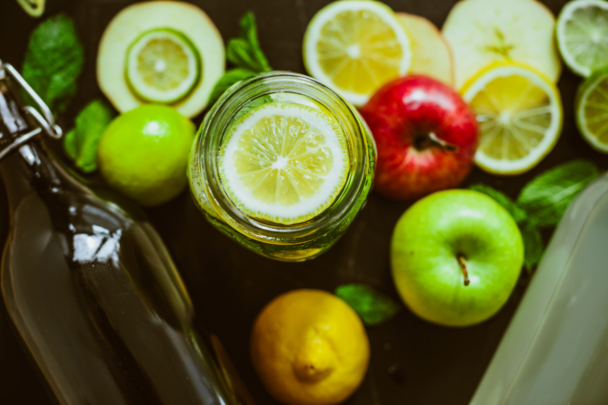 Assortment of fruits to flavor kombucha.