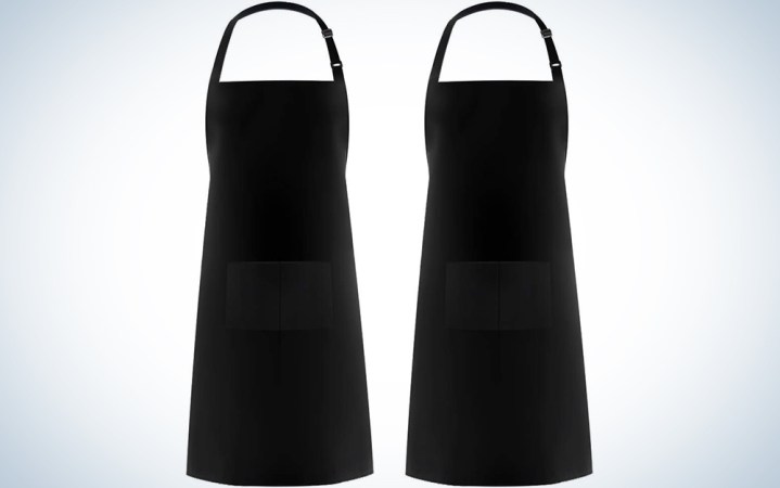  Syntus 2 Pack 100% Cotton Adjustable Bib 2 Pockets Cooking Kitchen Aprons