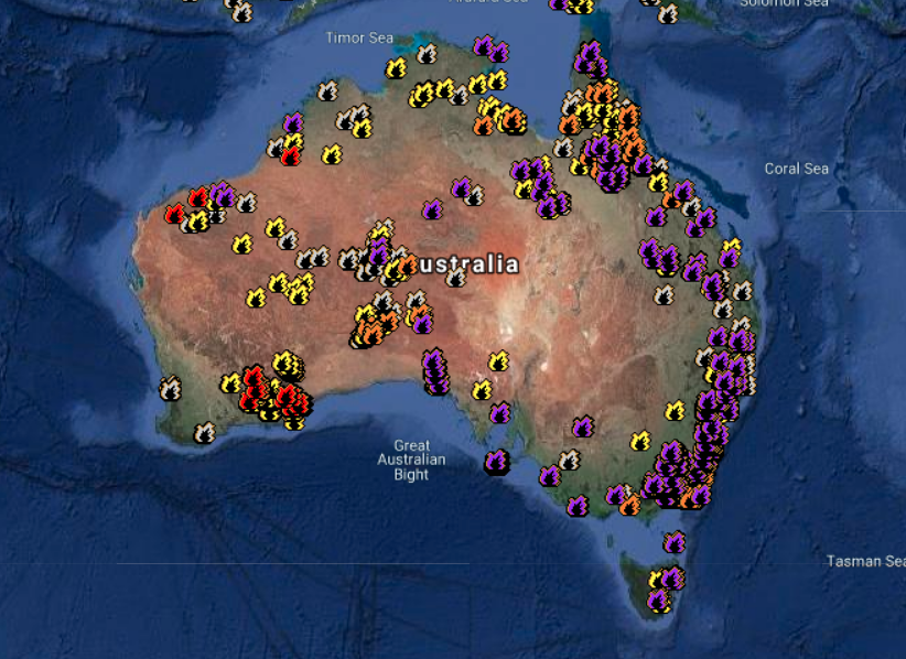 Australia fire map