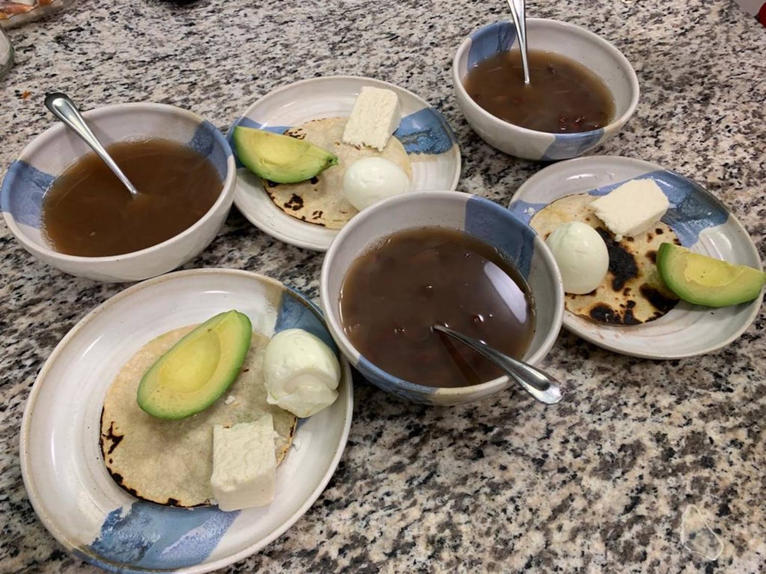 Bean soup served for three.