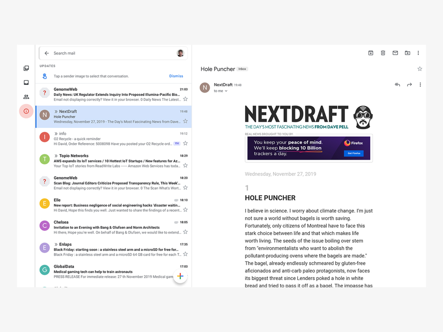 Screenshot of Gmail for Chrome OS