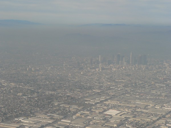 smog over LA viewed from plane