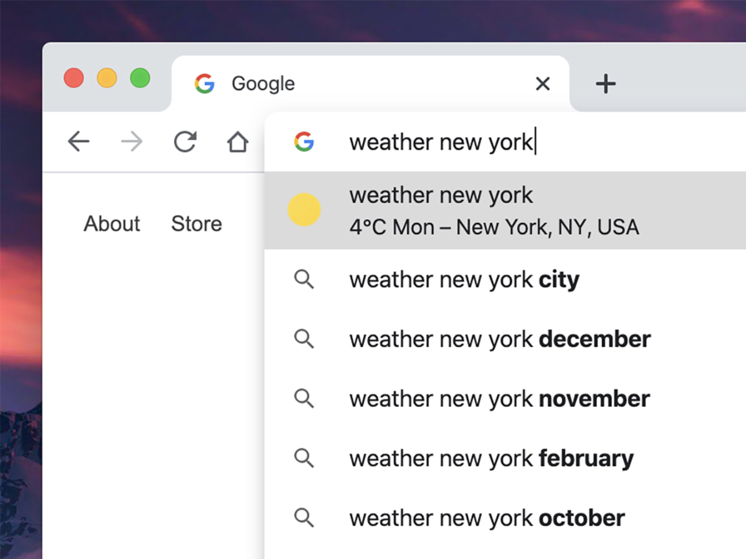 screenshot google autoresults weather