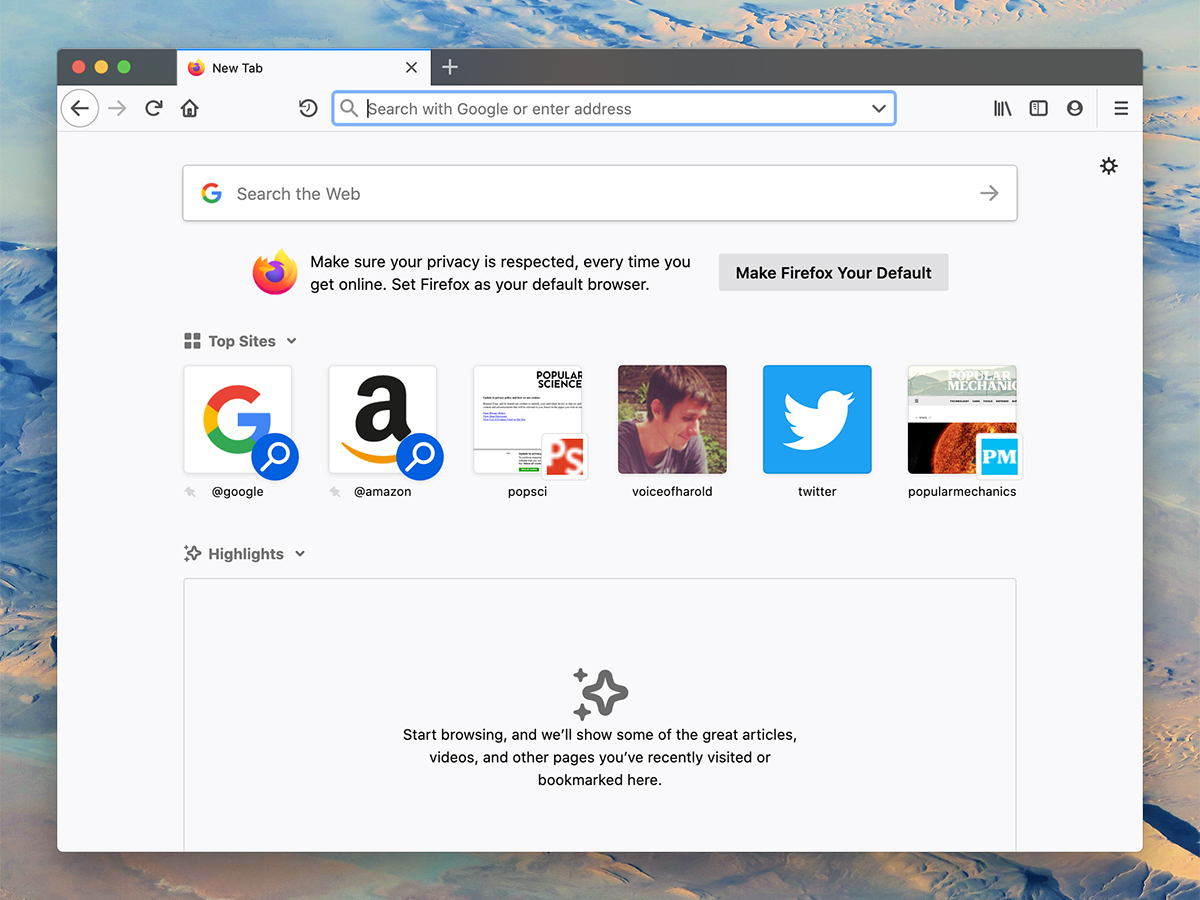 a screenshot of Mozilla's web browser, Firefox