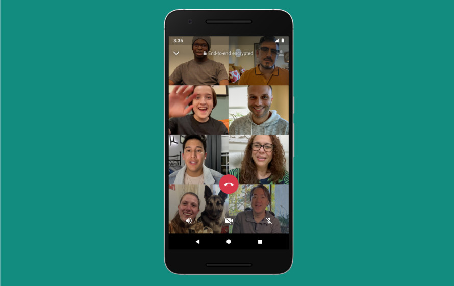 WhatsApp 8 person video chat.