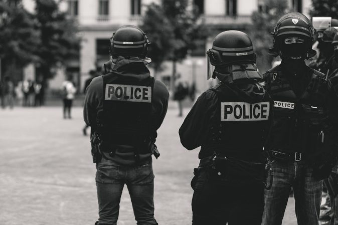 police at a protest