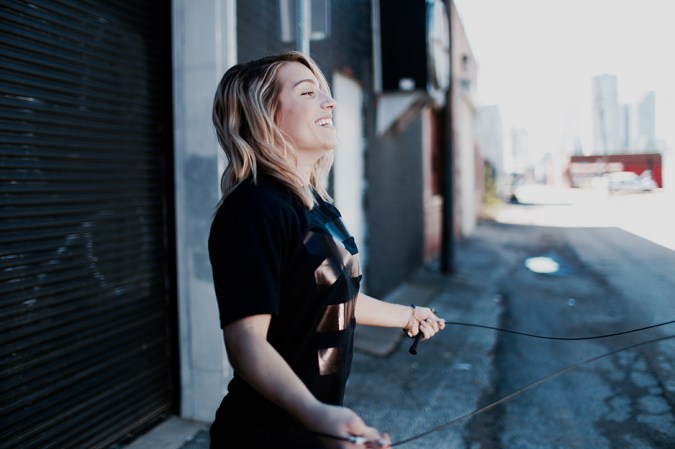 woman with jump rope